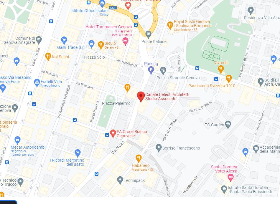 Mappa dello studio Canale Celesti a Genova